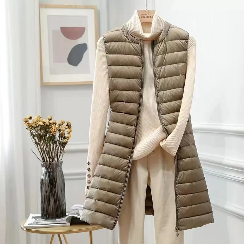 2023 New Down Jacket Woman Ultralight Winter Coat for Women Long Duck Down Vest Portable Sleeveless Fashion Warm Waistcoat
