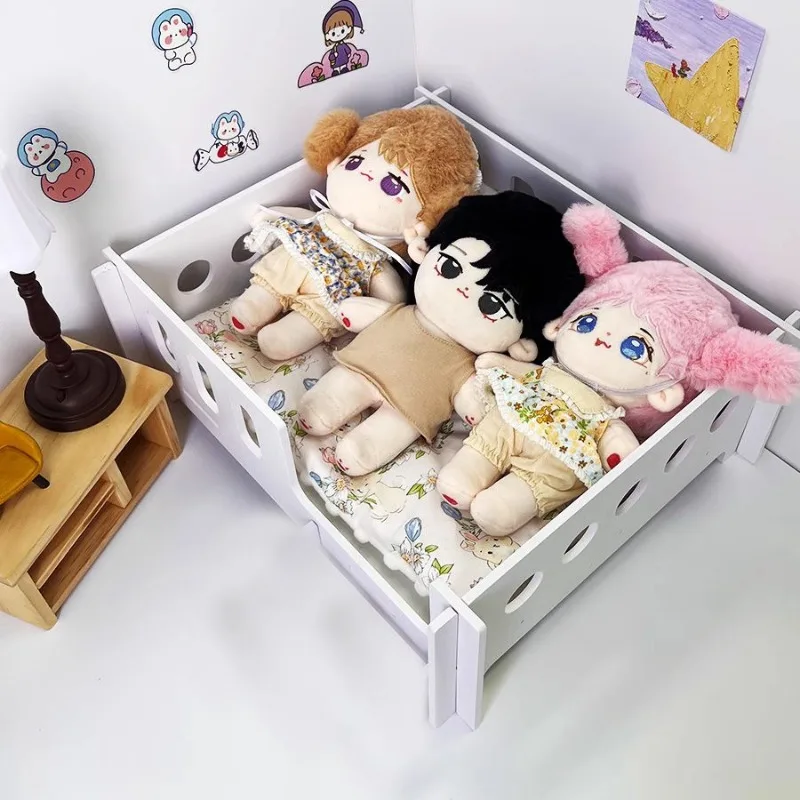 Single layer double bed three piece set mattress pillow cotton doll furniture 20cm baby room baby bed bjd baby bed 2