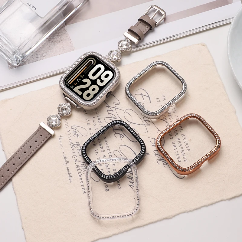 Enhanced Diamond PC Case: All-Around Bumper Frame Cover for Smartwatch Protection