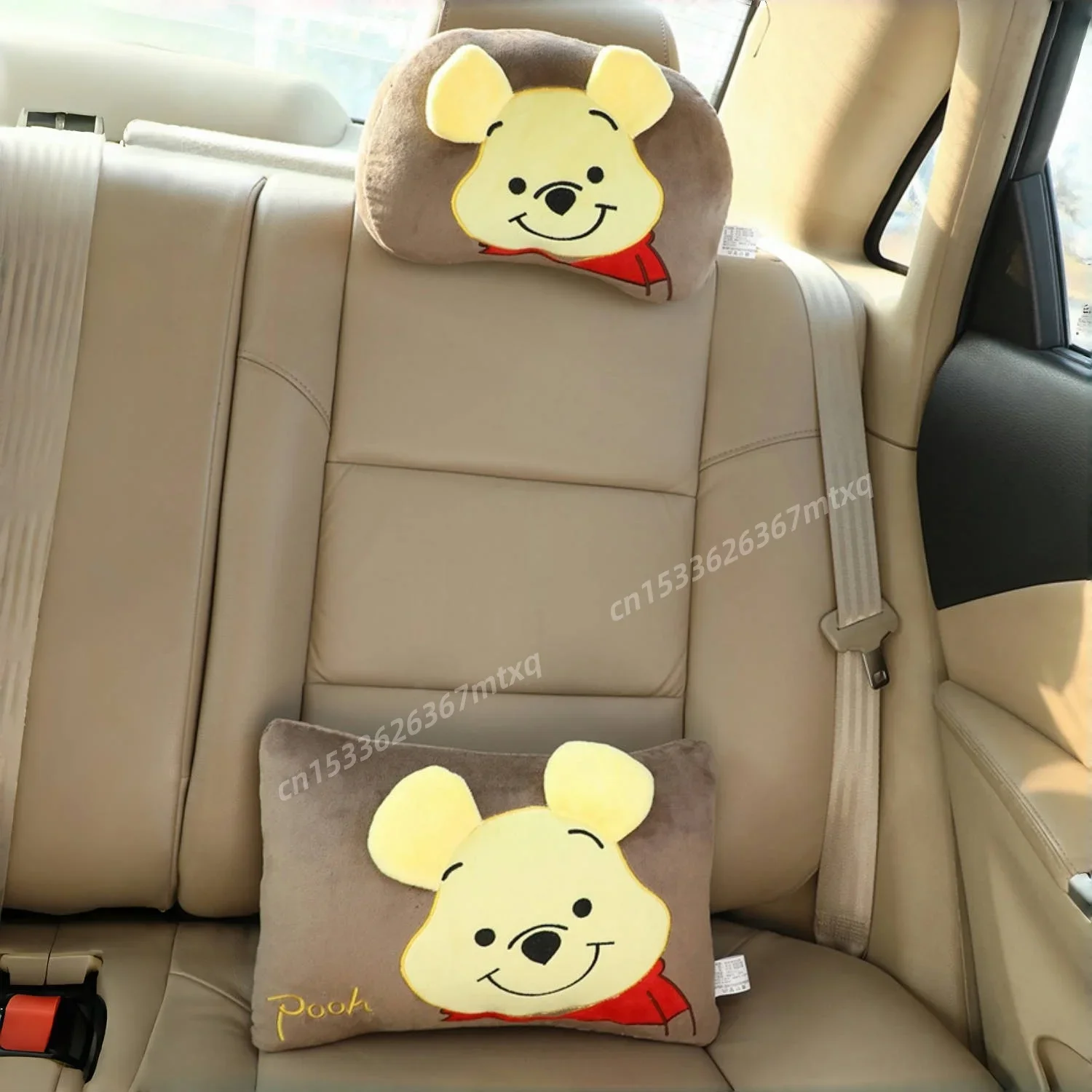 Comfortable Cartoon Headrest Back Cushion Stitch Pooh Bear Nick Judy Stuffed Anime Neck Pillow Back Cushion Car Decor Girl 4