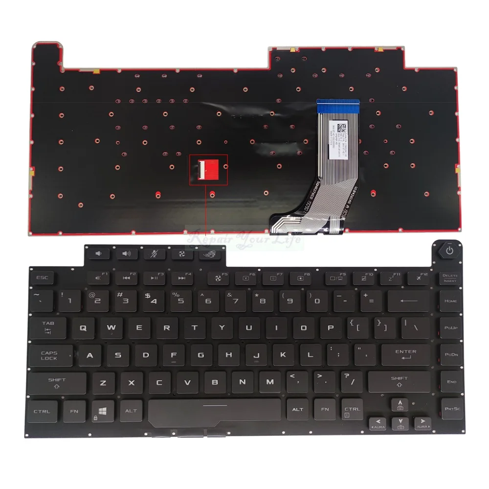 Teclado Retroiluminado Rgb dos Eua para Asus Rog Strix G531 G532 G531gw G531gv G531gt G532lws G532lv G532lw Inglês V184262as1 0kn18t1us11