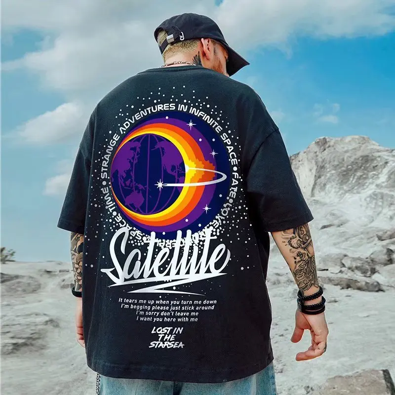 

Add fat plus plus size five-point sleeve national tide hip-hop couple jacket summer loose casual fat short sleeve men's trend