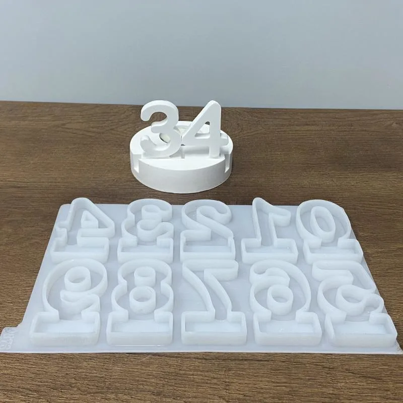 Geometric Number Canlde Holder Silicone Mold DIY Candlestick Crafts Making Plaster Resin Casting Molds Home Festival Ornament