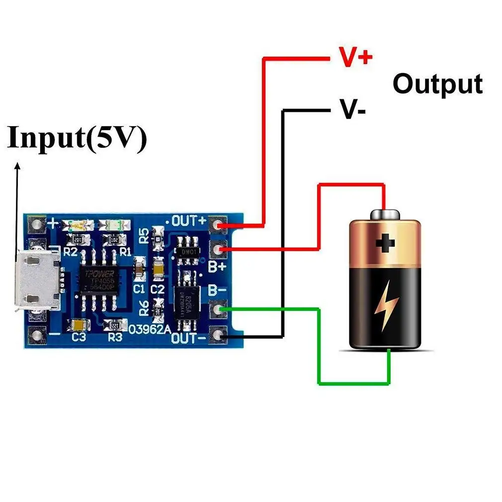 Micro USB vstup na module TP4056