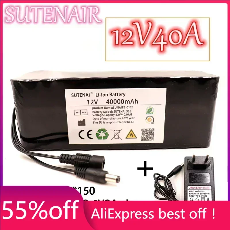 

18650 Li ion battery 12V 40ah 3s10p 12.6V 40000mah is used for xenon lamp of inverter, solar street lamp is used for vehicle ins