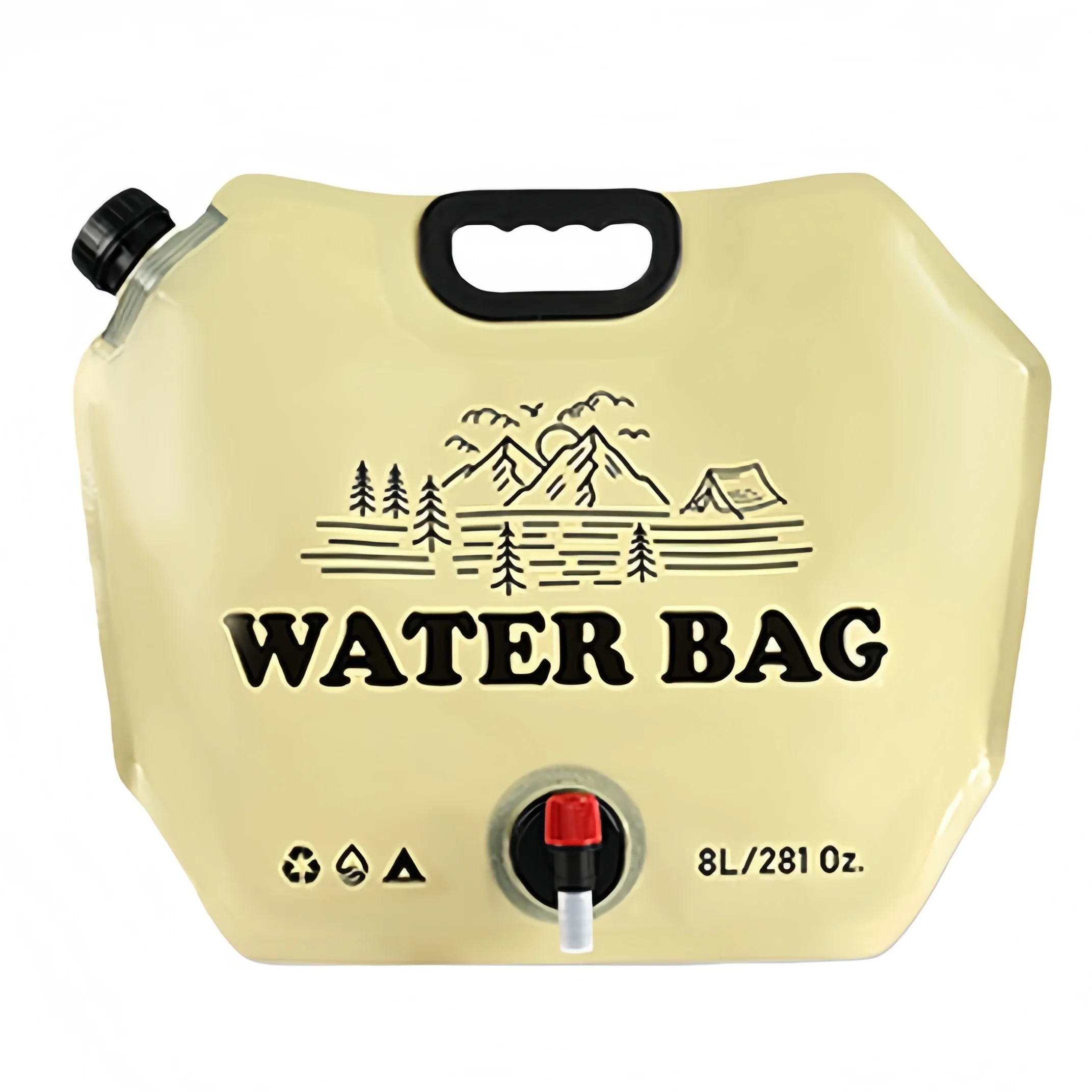 Water Bag 8L Outdoor Foldable Water Storage Bag Portable Hiking Container Bucket Pouch Camping Supplies