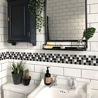 Mosaic Bathroom Waist Line Wall Stickers Waterproof Peel & Stick Art Backsplash Kitchen Office Skirting Line Decor Wallpaper 2