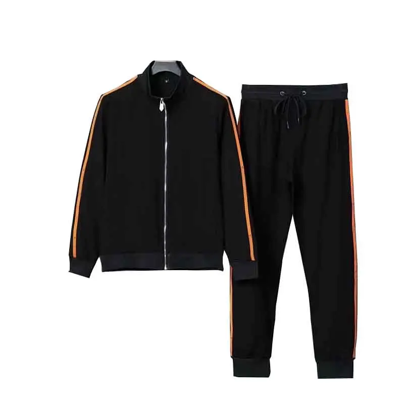 

2024 European and American Men's New Casual Sports Suit High-end Fashion Long-sleeved Trousers Two-piece Set