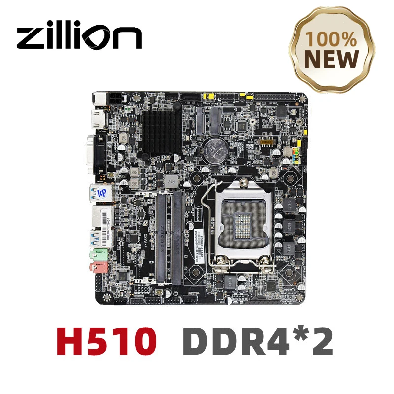 

Материнская плата Zillion H510 Mini ITX LGA 1200 двухканальная DDR4 с поддержкой процессора Core i3/i5/i7 Pentium Celeron 10/11 поколения для игрового ПК