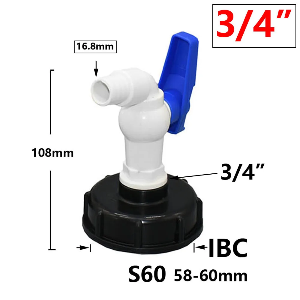 Kogelkraan 1/2 voor IBC - met adapter S60x6