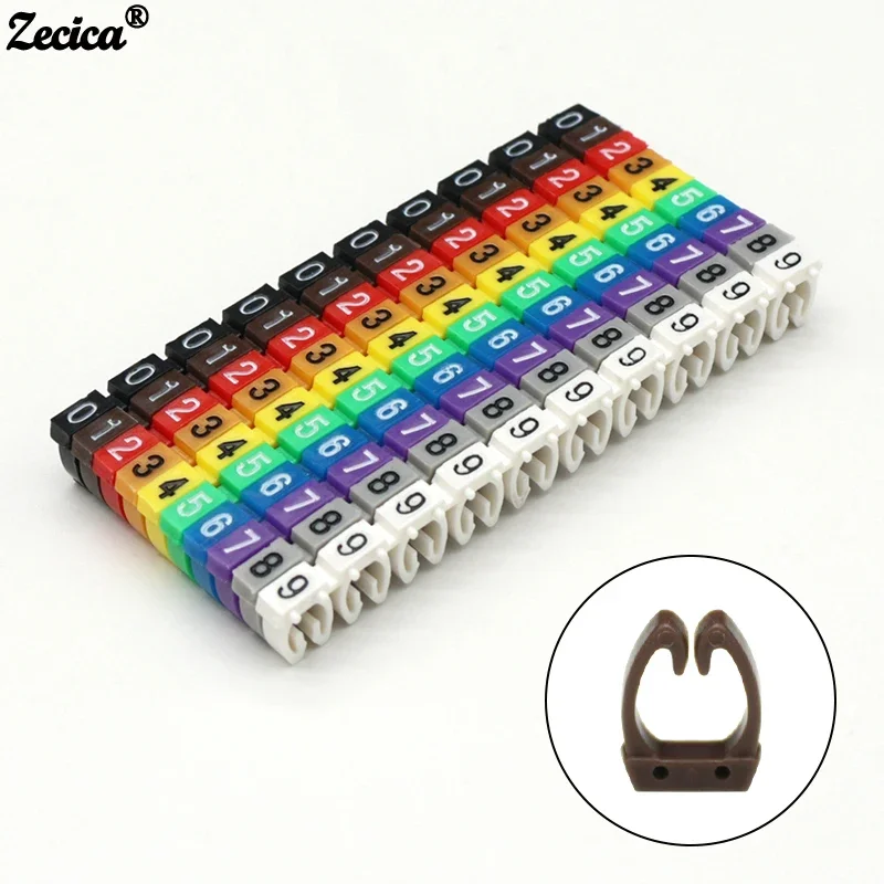 100/150pcs Cable Markers Colourful C-Type Marker Number Tag