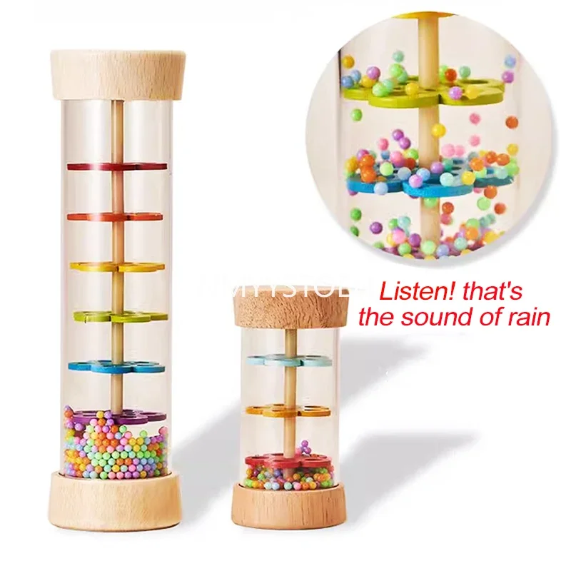 Baby Wooden Rain Sound Pipe Simulation Rain Sound Wooden Toy Gift Hourglass Fun Music Shaker Early Education Enlightenment Toy 4
