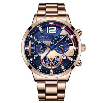GENEVA New Men Watch Skeleton Quartz Wristwatch Gold Skeleton Retro Man Watch Top Brand Luxury Clock Mens Watches Reloj Hombre