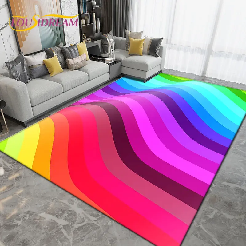 Tapis couleur arc-en-ciel DNomatic, large, pour salon, chambre à coucher,  canapé, décoration de portes, polymères de sol non ald - AliExpress