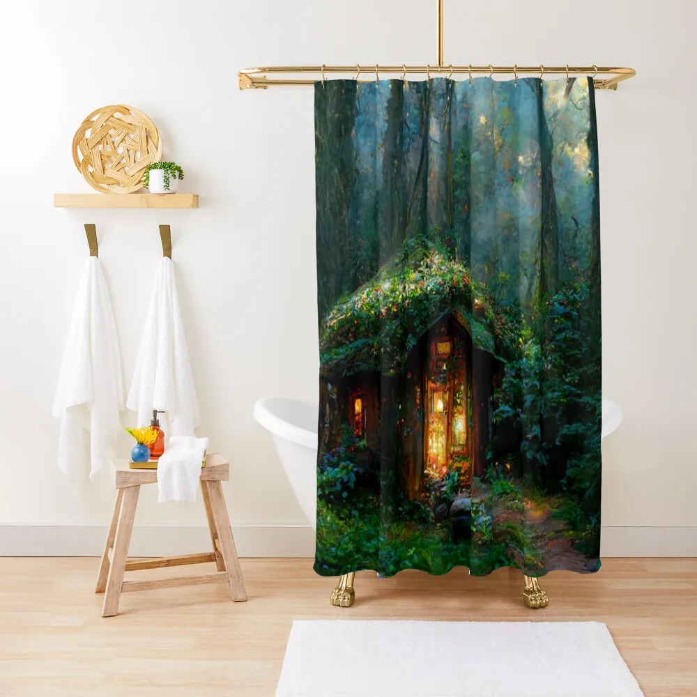 Forest cabin with fairytale magic - Fantasy dream Shower Curtain Shower Bathroom Bathroom Fabric Curtain