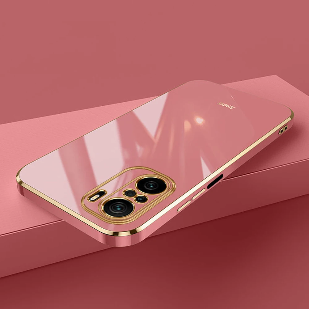 Luxury Square Plating Shockproof Silicone Phone Case and Back Cover