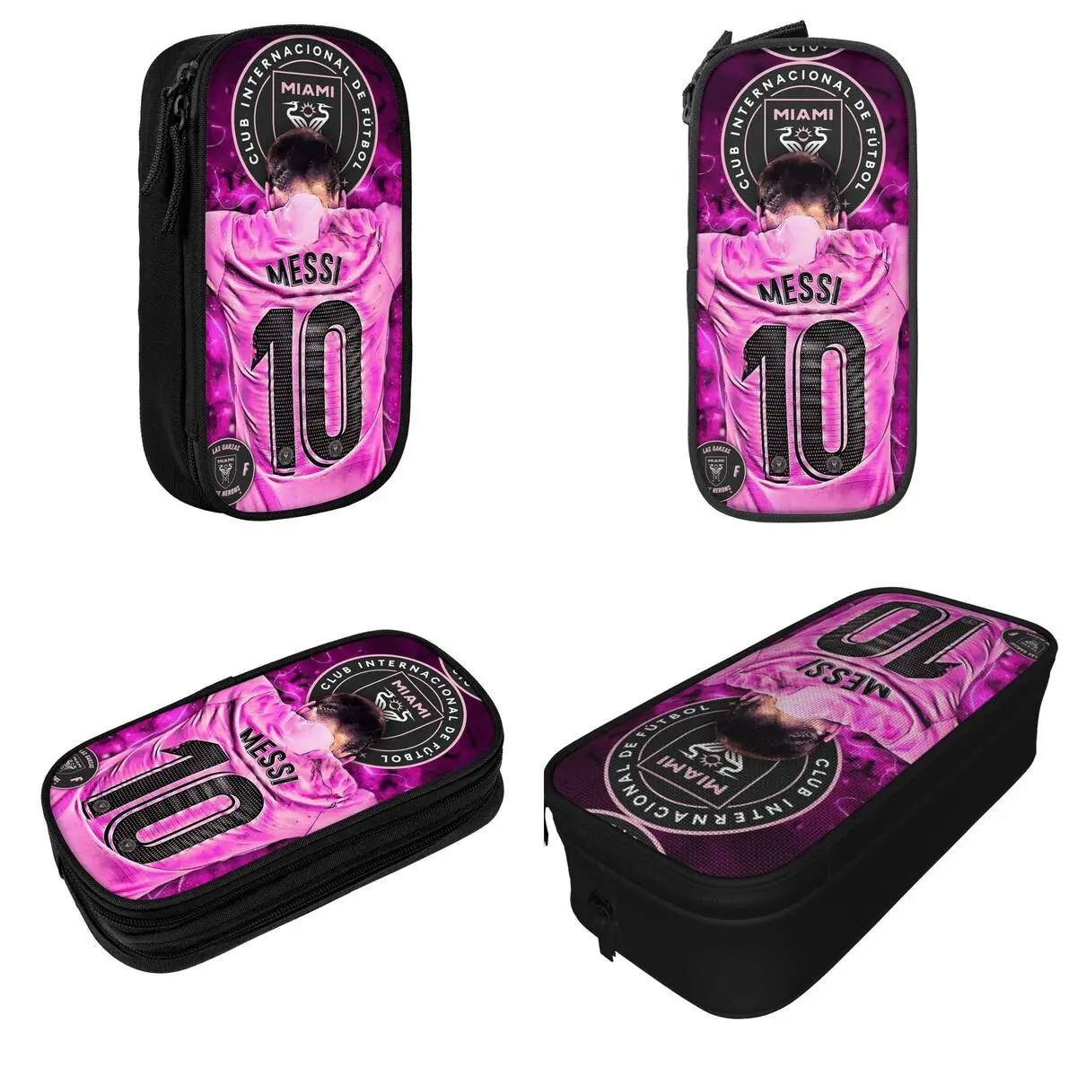 Football Miami Messi Pencil Cases Pencilcases Soccer Messied Pen Holder for Girls Boys Large Storage Bag Office Stationery 2