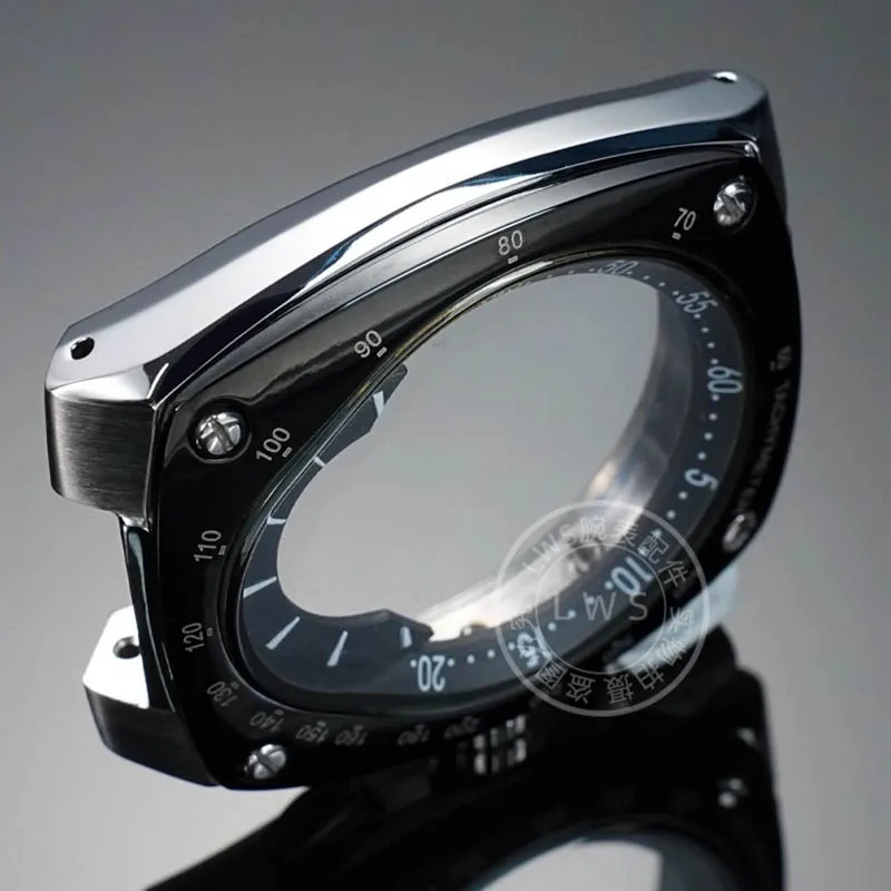 Stainless Steel Watch Case with Black Scale Ring and Glass Shell Finish