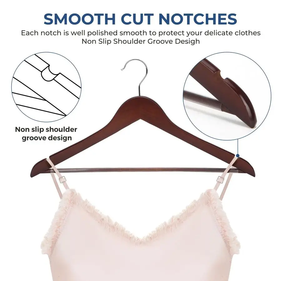 Walnut hangers with non-slip design