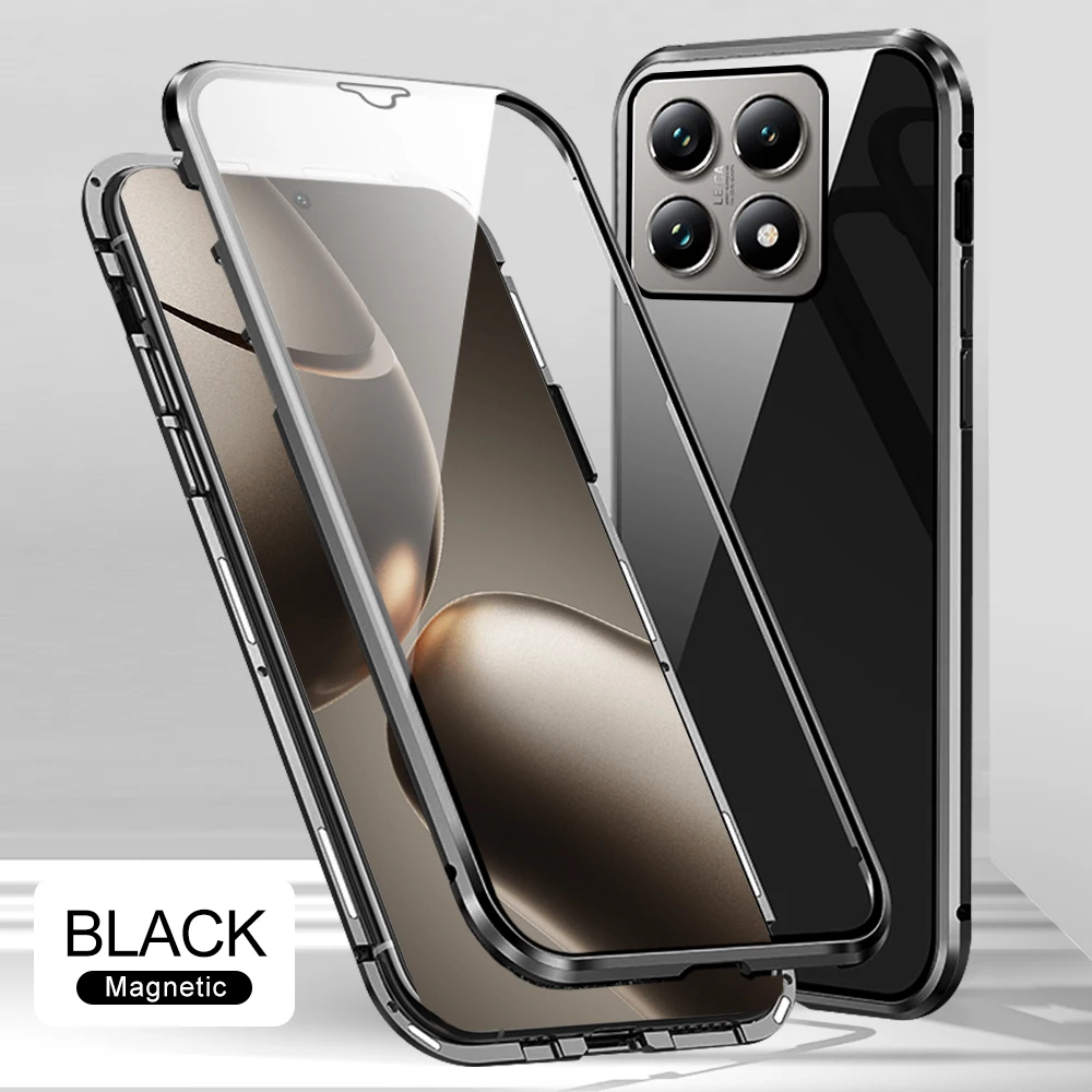 360° Full Body Protective Transparent Case with Magnetic Metal Frame and Shockproof Design