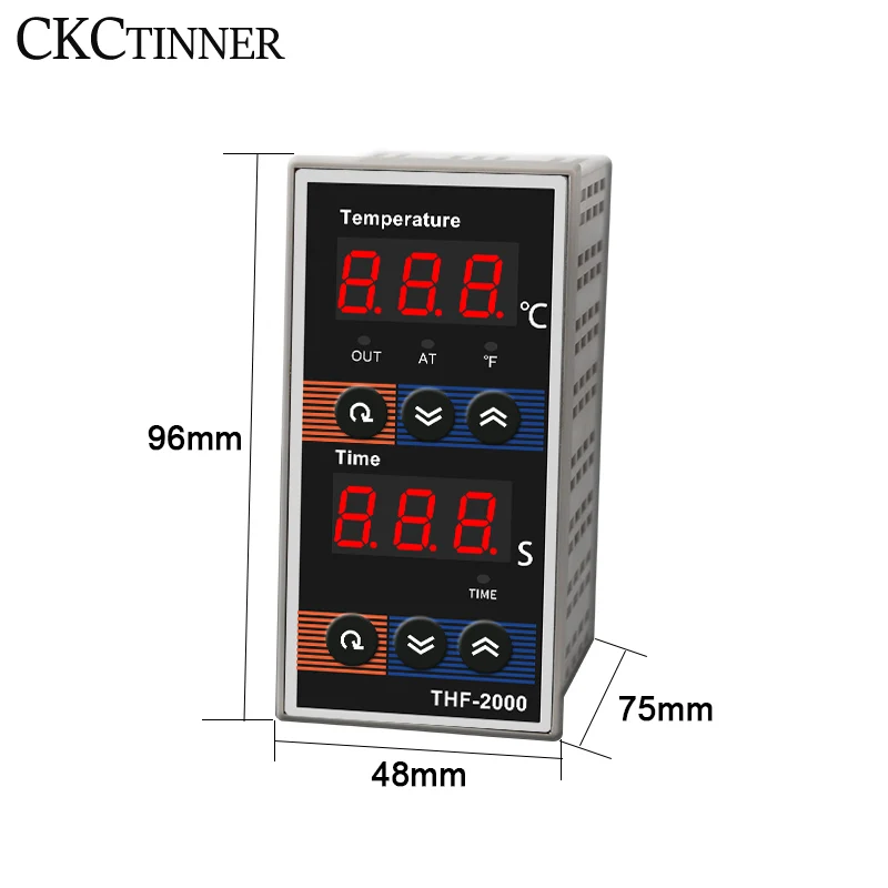 Digital Temperature Controller Time and Temperature Integration Control Instrument Relay SSR THF-2000 AC85-AC265V 50Hz Digital Display PID K-type