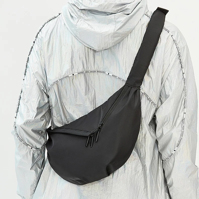 

Trendy Dumpling Bun Crossbody Bag Men's Oxford Cloth Single Shoulder Large Capacity Canvas Bag Women's Black Big Bag