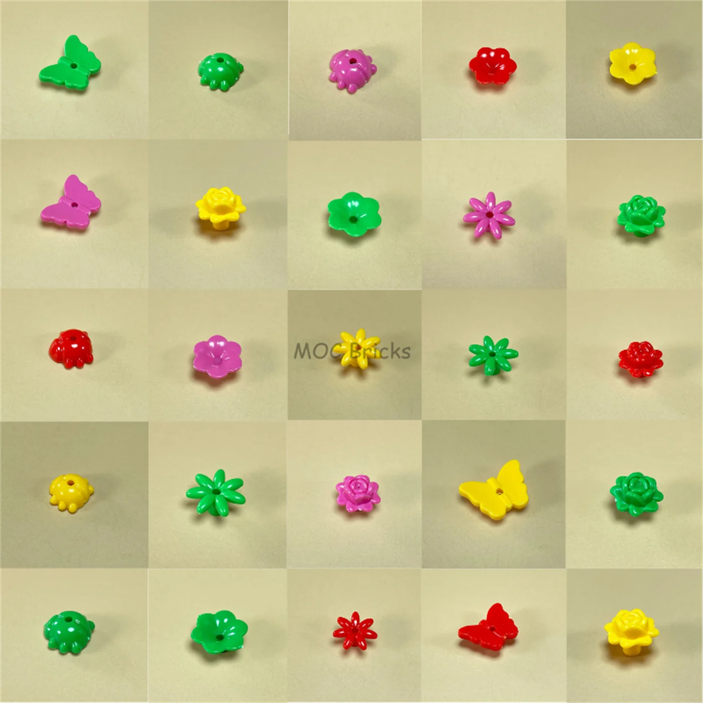 MOC Ziegel Tier Pflanze Marienkäfer 93081b Rose Blume Käfer Schmetterling Dschungel Garten Szene Bausteine Kinder – Detail 1
