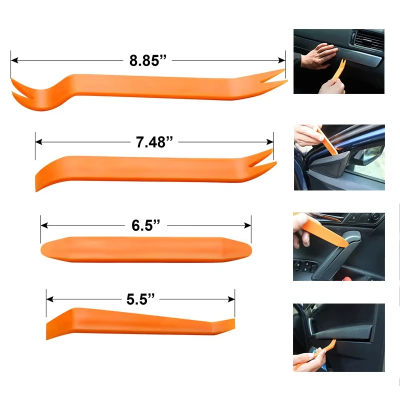 12pcs Automobiles Disassembly Tool Plastic Pry Bar Door Panel Pry Panel Interior Clip Rocker Crowbar Car Repair Combination Suit