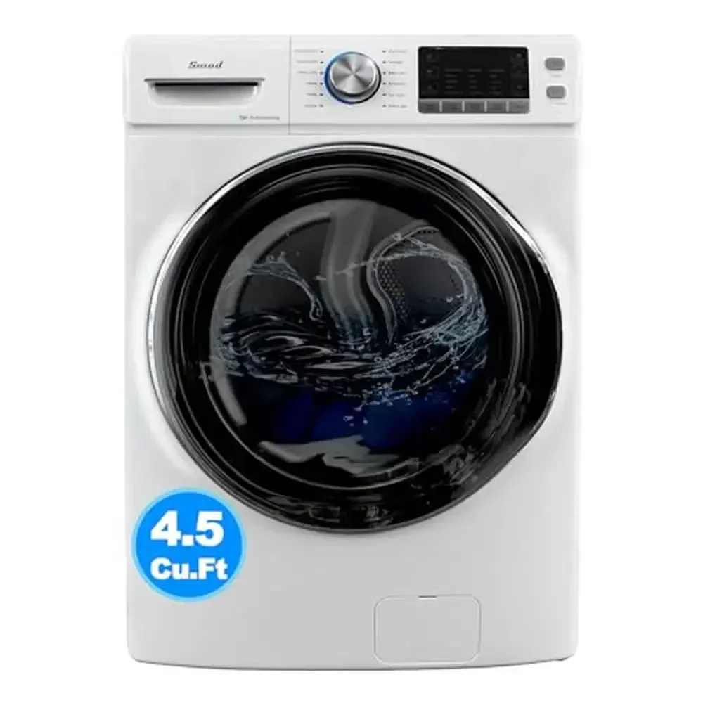 27in Front Load Washer 4.5 Cu. Ft. Capacity Steam Quiet Motor LED Control 12 Wash Cycles Tub Clean Energy Saving Closet Depth