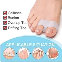 2pcs=1pair Silicone Two Hole Toe Separator Gel Foot Finger Protector Bunion Orthopedic Hallux Valgus Guard Straightener Pedicure 2