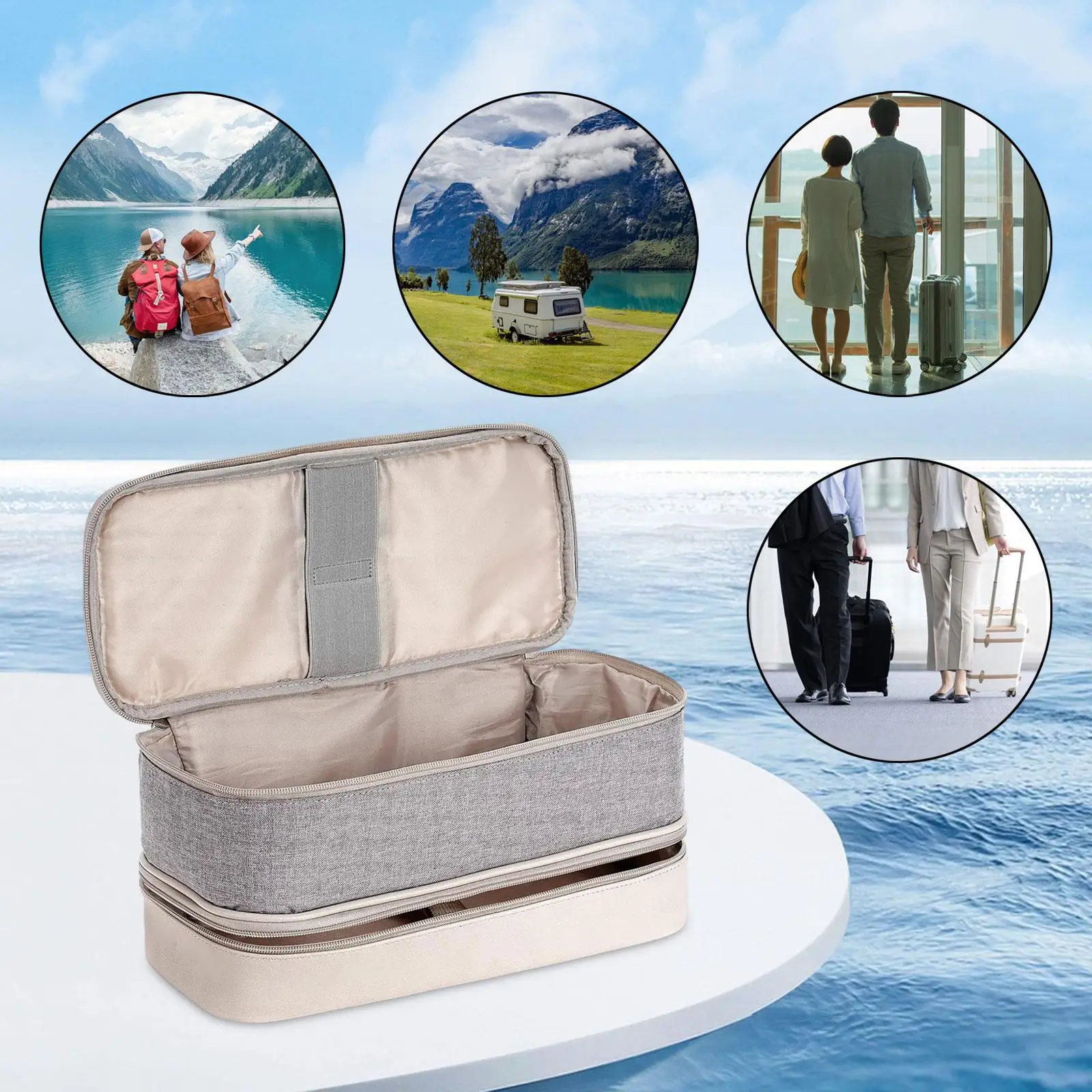 

Double Layer Carrying Case with Zipper High Capacity Hair Dryer Storage Bag
