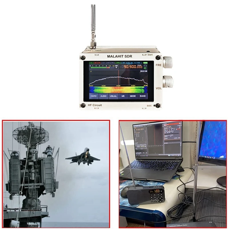 

1 комплект сенсорный экран Малахит SDR Pro радио авиационный диапазон DSP SDR приемник 3,5 дюймов портативный с антенной (белый)