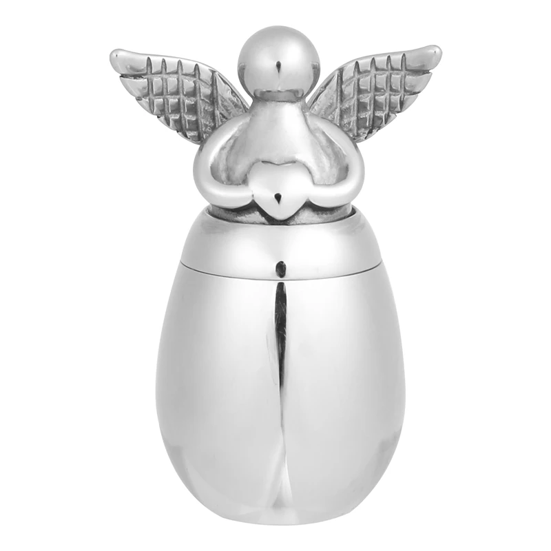 Small Keepsake Urns For Human Ashes Angel Wings Heart Mini Cremation Urns For Ashes Stainless Steel Memorial Jewelry