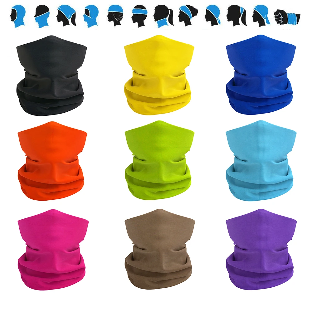 Outdoor Seamless Running Headband 10’x19′ Solid Color Cycling Bandana for Men Women Polyester Microfiber Tube Scarf Face Shield