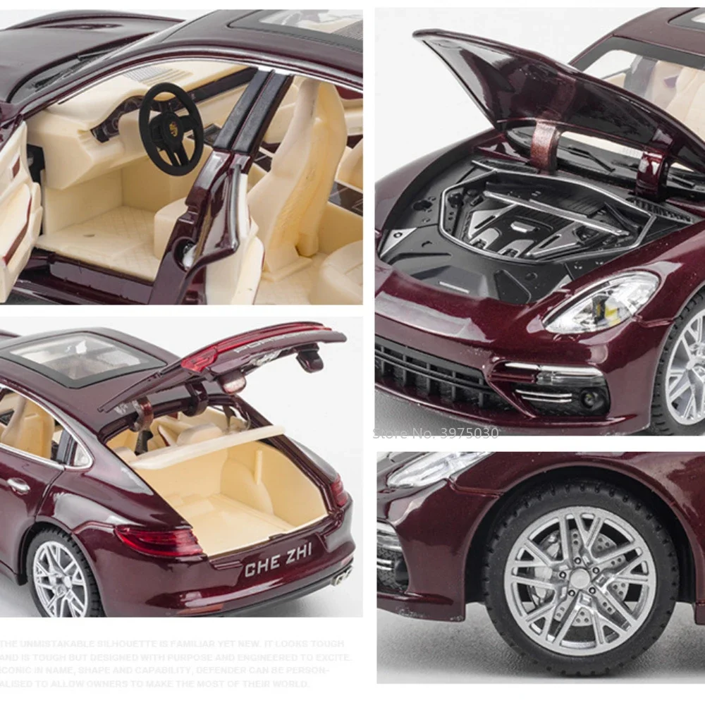 1/24 Sclae Panamera Alloy Simulation Car Model Toy Metal Diecast Vehicle with Pull Back Light and Sound Collection Toys for Boys 6