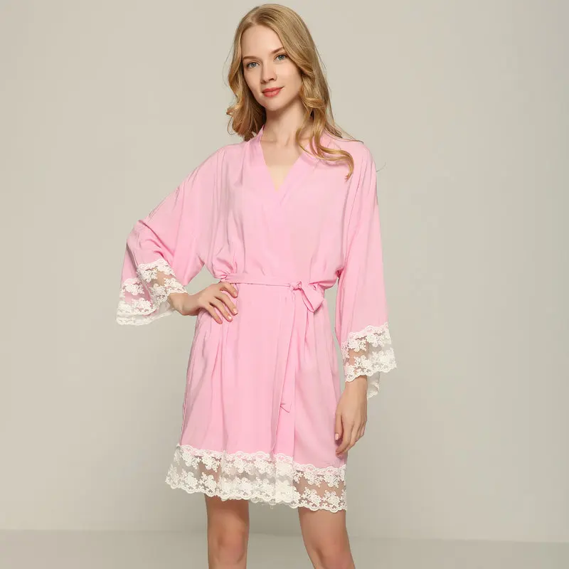Cotton Lace Robe Bridesmaid Robe For Women Sleepwear 6014 Bridesmaid