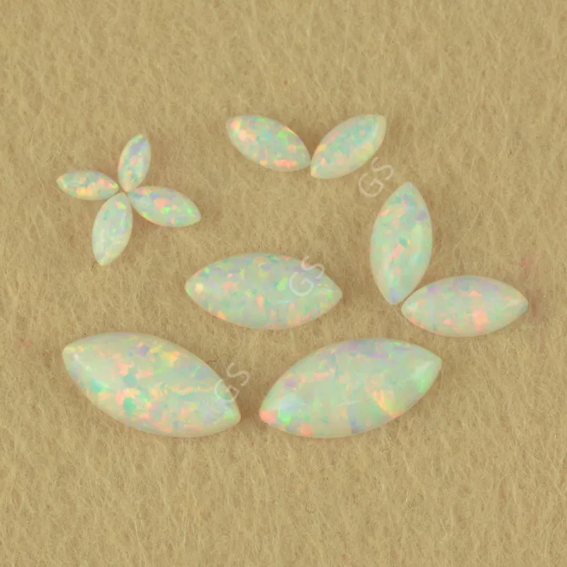 OP17 마르퀴즈 컷 1.5*3mm-7*14mm 화이트 파이어 오팔 고품질 실험실 제작..
