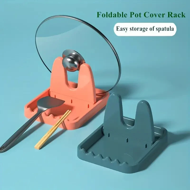 Foldable Pot Holder Plastic Spoon Holder Vertical Kitchen Storage Rack Suitable For Ladle Forks And Lid Rack Storage