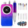 35000RPM Nail Drill Machine Gradient Color Electric Nail File with TFT Display Rechargeable Efile Professional Nail Drills for G 1