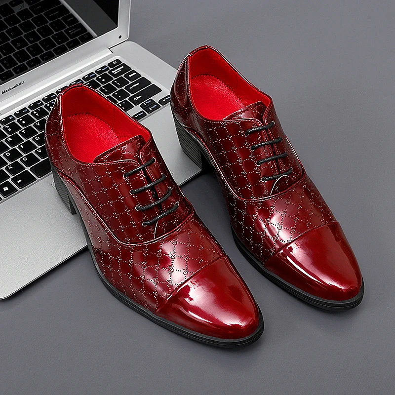 Men Formal Shoes High Heels Oxfords Mocassins Dress Driving Wedding Boat Shoes leather shoes