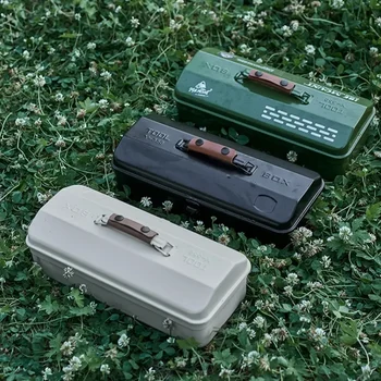 Scatola Portaoggetti per Attrezzi da Esterno, Portatile per Campeggio e Picnic, in Metallo con Manico, Contiene Oggetti Vari e Gadget da Campeggio