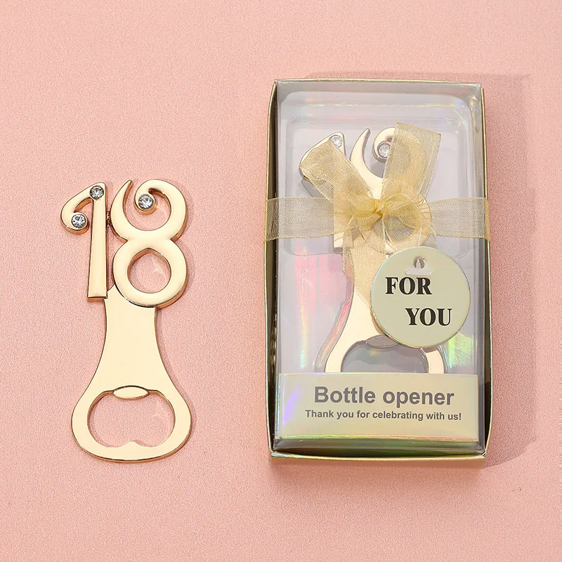 (10 Pcs/lot) 60th gold Wedding bottle opener For Silver wedding Gifts and 18th Bridal shower Party Favors and 15th opener