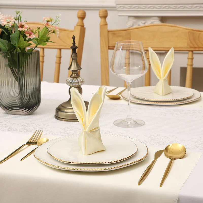 

48pcs 30cm X 30cm Linen Polyester Diner Handkerchief Hanky Napkins Cloth for Wedding Party Birthday Banquet Restaurant Decorate
