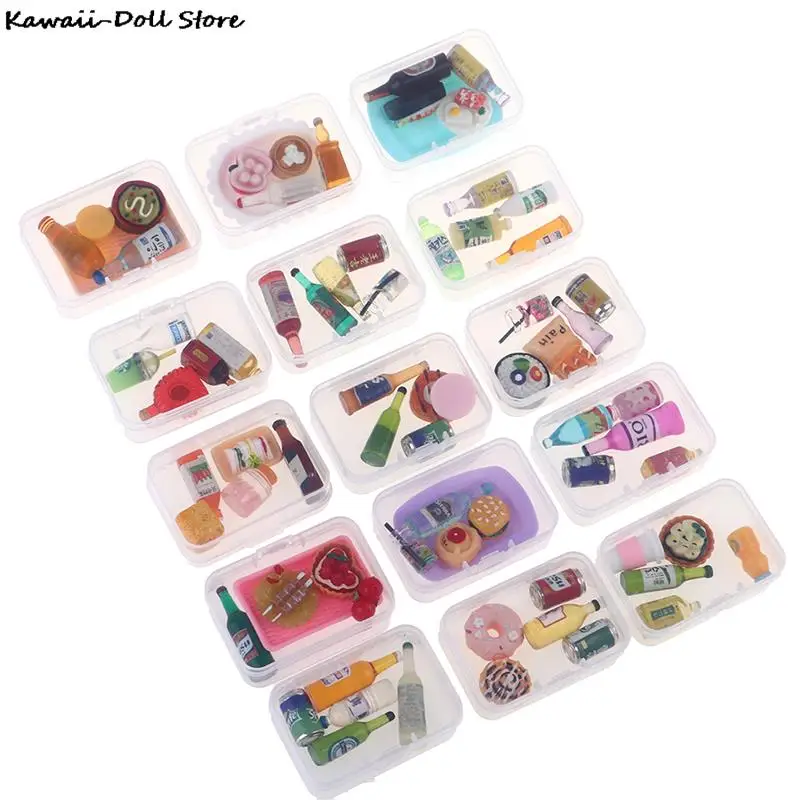 5PCS 1:12 Scale Mini Dollhouse Miniature Drink Bottle Cake Desserts Bento Food Pretend Play Food Toy Kitchen Accessories