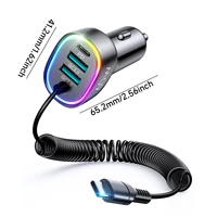 60W Fast Charging Car Charger USB C Car Phone Charger Adapter, 4 Port Fast Charging, 5.3FT Charging Cable Multicolor Night Light - Image 5