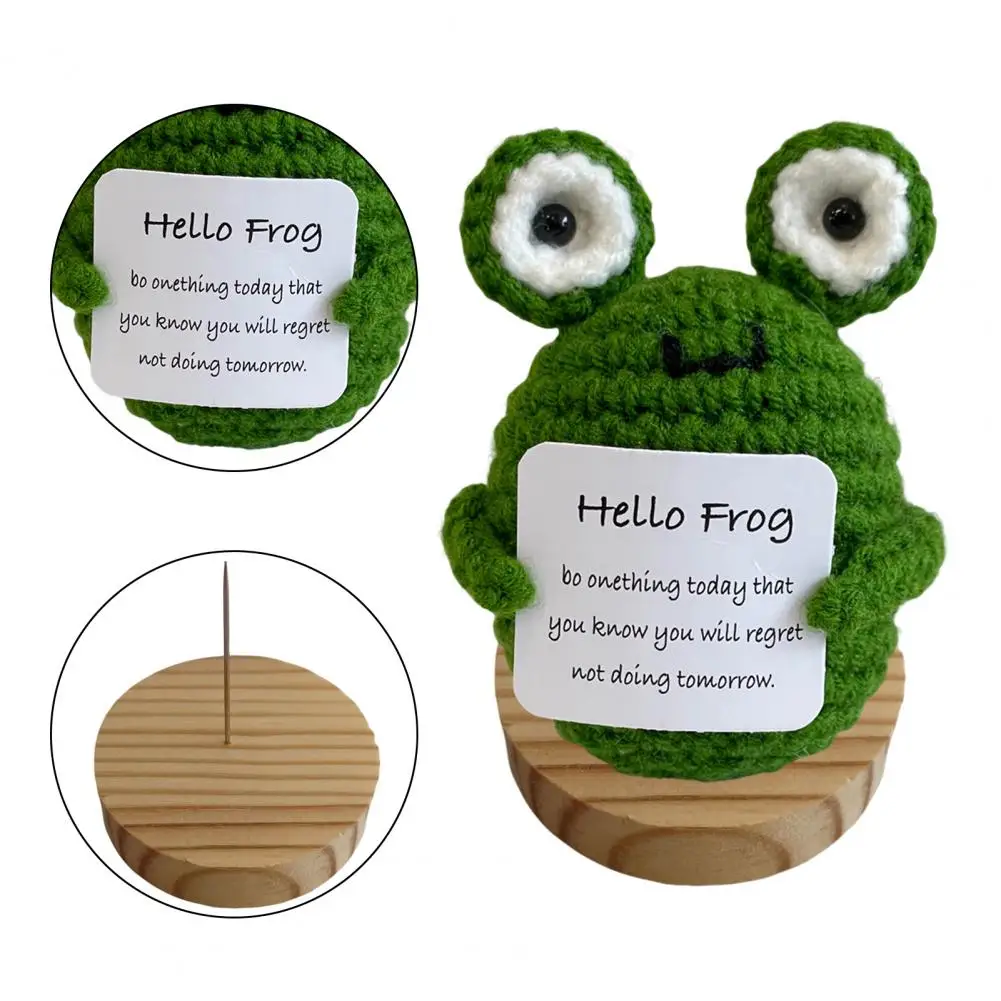 

Positive Toy Positive Crocheted Frog Handmade Crocheted Frog Rabbit Emotional Support Dolls with Encouraging Cards for Kids