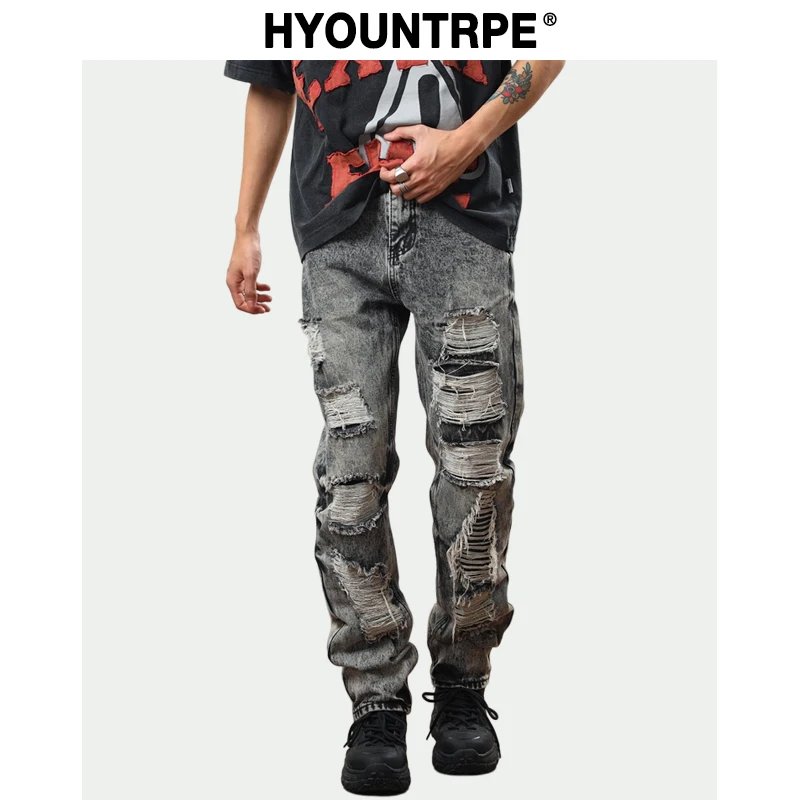 

Destroy Distressed Ripped Denim Jean Pants New Fashion Biker Jeans Streetwear Slim Pants Jogger Y2k Mens Jeans Skinny Jeans Men