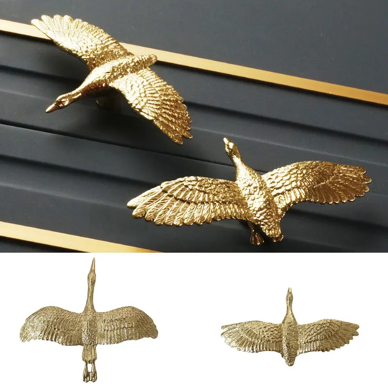 

Luxury Brass Handle Geese Shape Kitchen Cabinet Door Handles Wardrobe Cupboard Drawer Pulls Knobs Furniture Hardware Home Decor