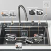 304 Stainless Steel  Multifunctional Kitchen Sink Faucet Set Rainfall Spout Pull Out Sprayer Pure Tap Cold Hot Water Mixer 6