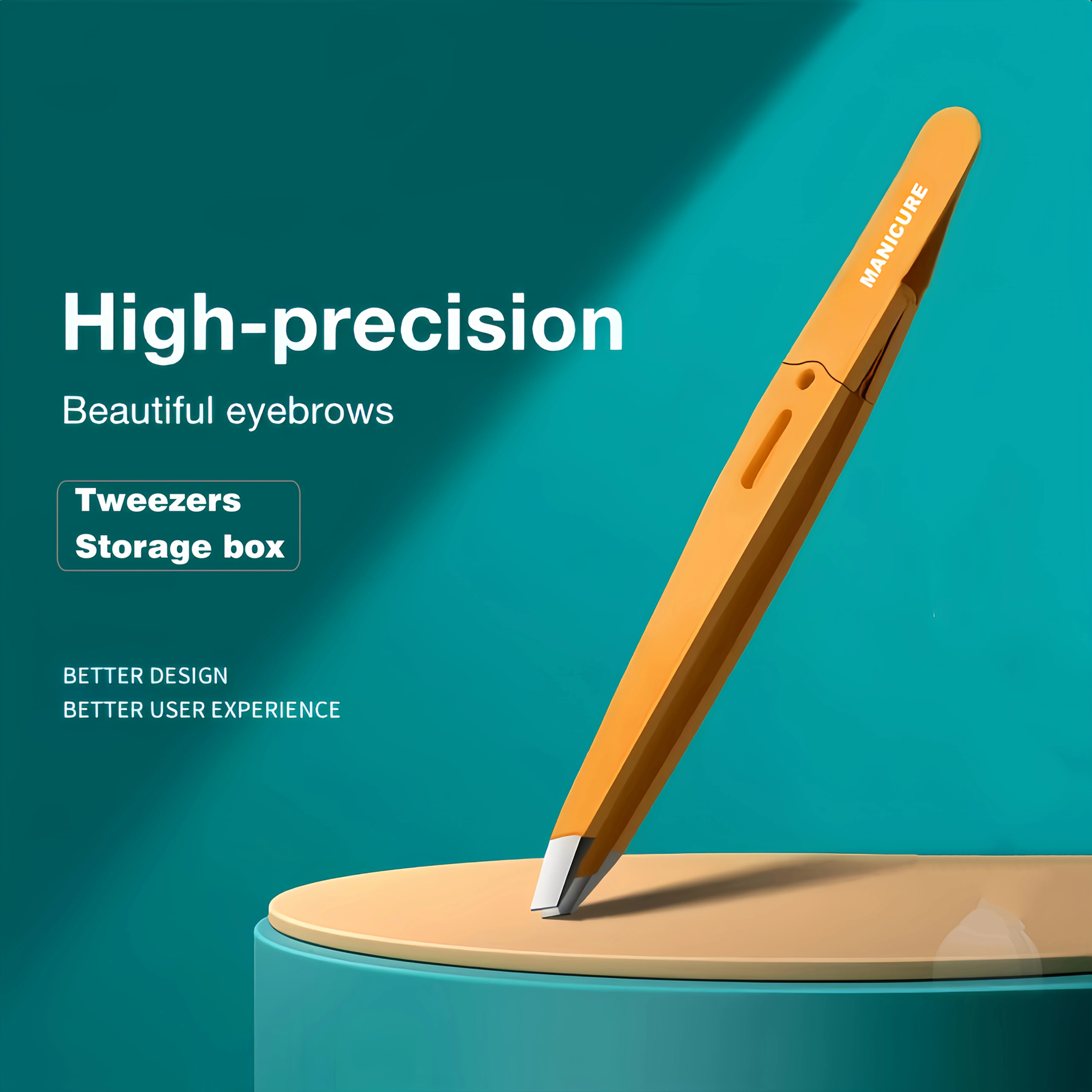 전문가용 정밀 제모 핀셋, 인체공학적 손잡이가 있는 고정밀 사선 팁 눈썹 핀셋, 크리스마스 선물